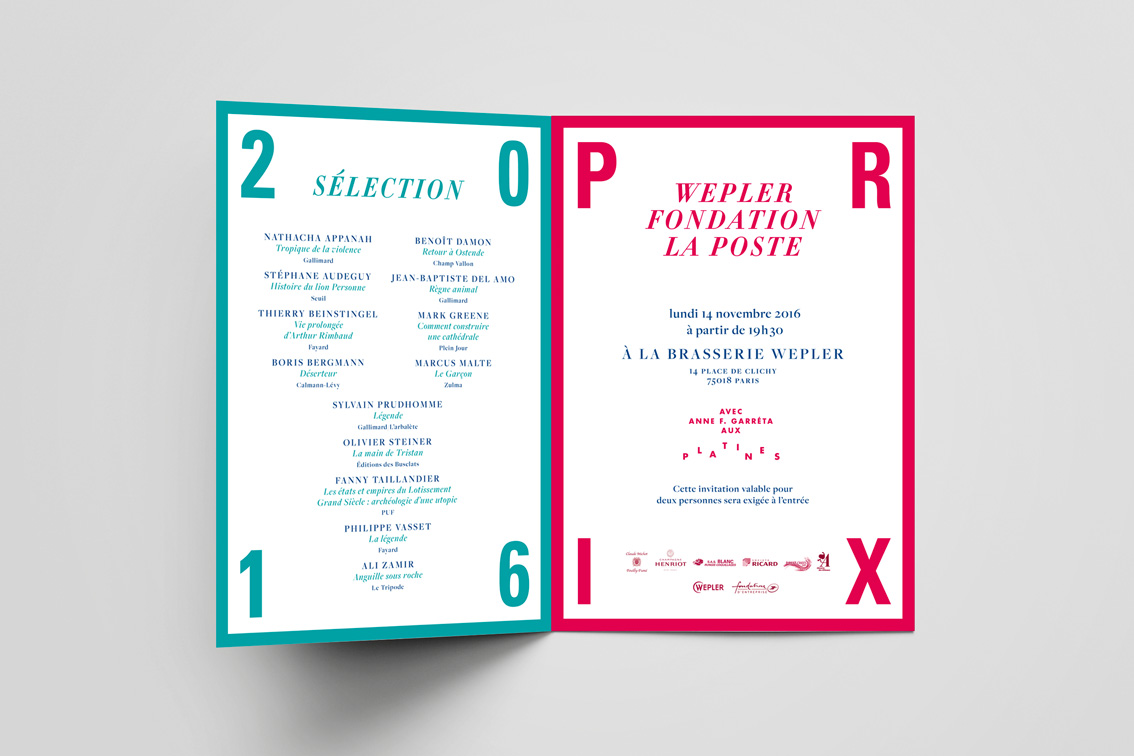 Invitation Prix Wepler-Fondation La Poste